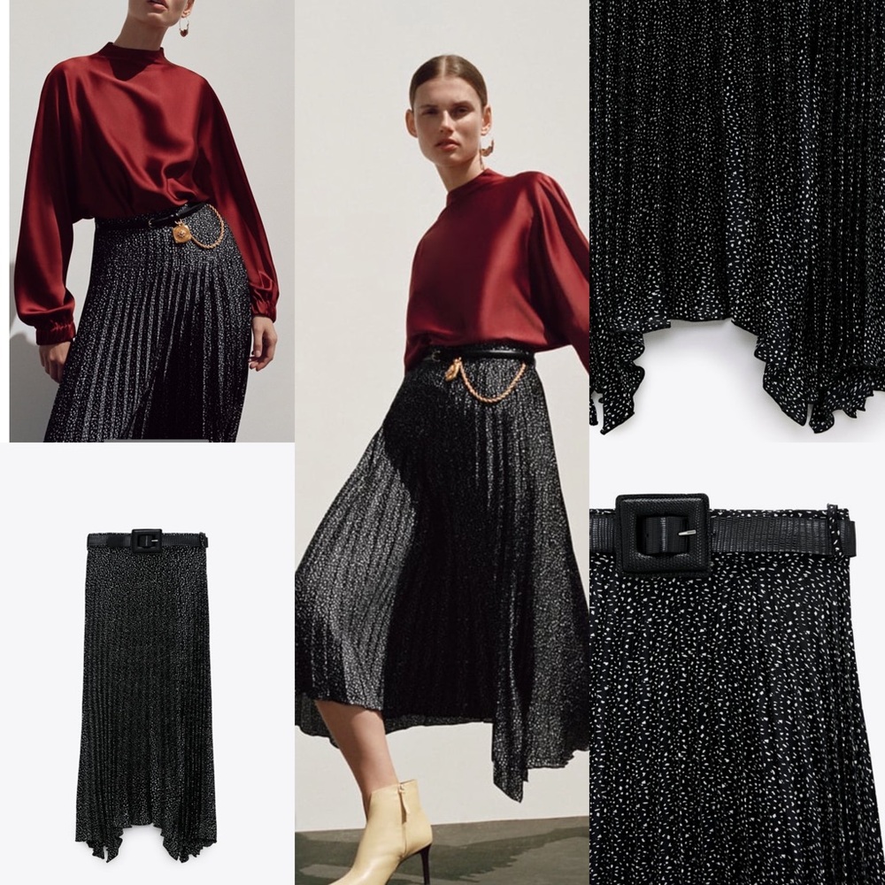 Zara belted pleated skirt with belt.